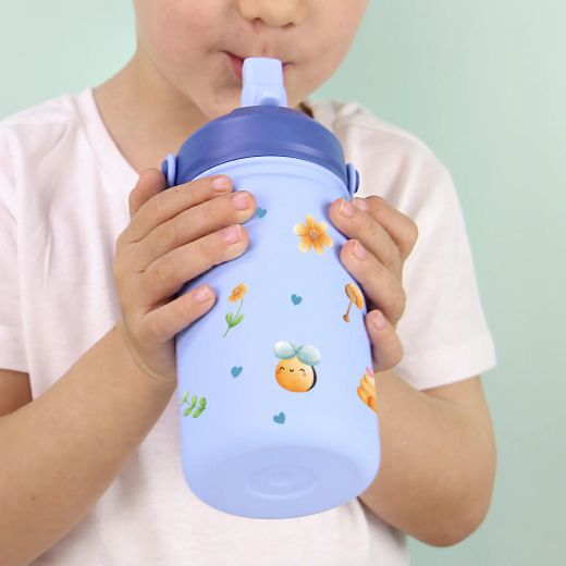 Botella Infantil Térmica 330 ml Abeja Azul Sky con Adaptador Infantil Creative Story