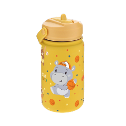 Botella Infantil Térmica 330 ml Baloncesto Mostaza con Adaptador Infantil Creative Story