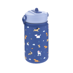 Botella Infantil Térmica 330 ml Chic Paws Azul Mazarine con Adaptador Infantil Creative Story