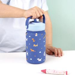 Botella Infantil Térmica 330 ml Chic Paws Azul Mazarine con Adaptador Infantil Creative Story