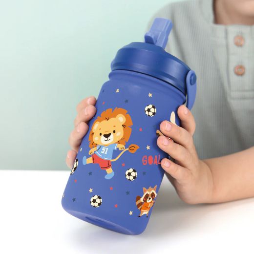 Botella Infantil Térmica 330 ml Fútbol Azul Oscuro con Adaptador Infantil Creative Story