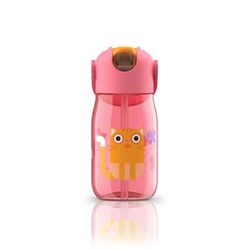Botella niños con pajita rosa gato 400ml zoku