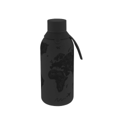 Botella Térmica 750 ml Sketch Maps Negra Interior Cerámico con 2 Tapones Creative Story