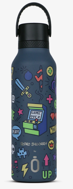 Botella térmica Runbott Mii 600ml Pedro Baigorria Retro Gamer Ocean