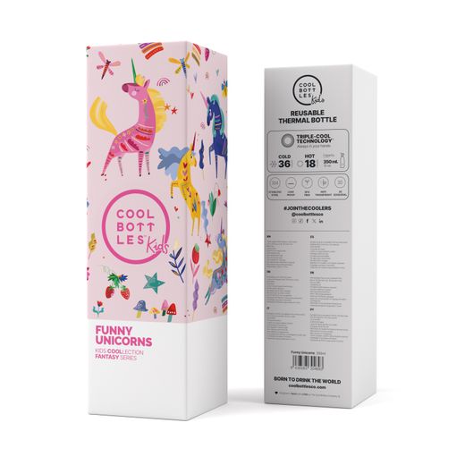 Botella Termo infantil Funny Unicorns 350 ml Cool Bottle Alta Calidad
