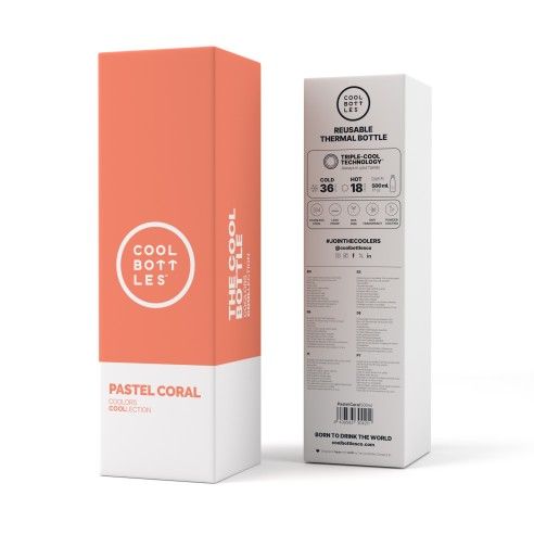 Botella Termo Pastel Coral 500 ml Cool Bottle Alta Calidad