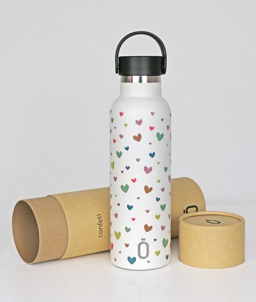 Runbott confetti hearts termosflaska 600ml kräm