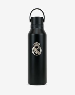 Botella Termo Runbott Original 600 Ml Negro Real Madrid Escudo