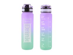 Botella Tritan 1000 Ml Violeta Y Verde Azulado Regalo Itotal