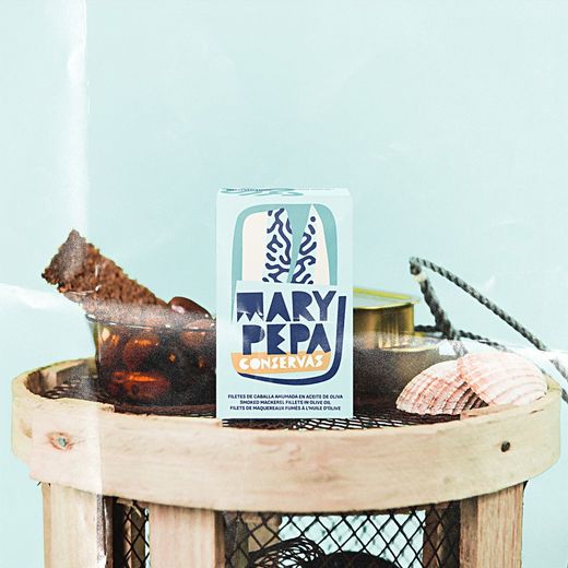 Caballa ahumada en aceite de oliva Conservas Mary Pepa Peso neto: 115g