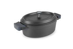 Cacerola Cocotte Oval Negra Alu Fund 26X20 Cms Lacor