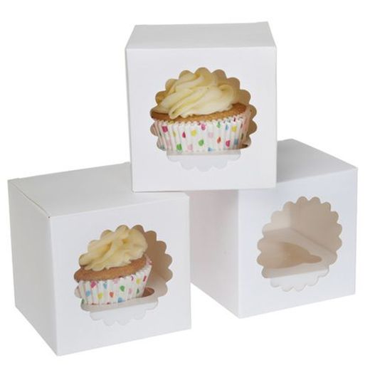 Caixa para 1 pacote de cupcake branco de 3