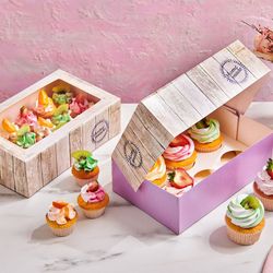 Caja para 6 cupcakes funcakes blanco - pack 3 uds