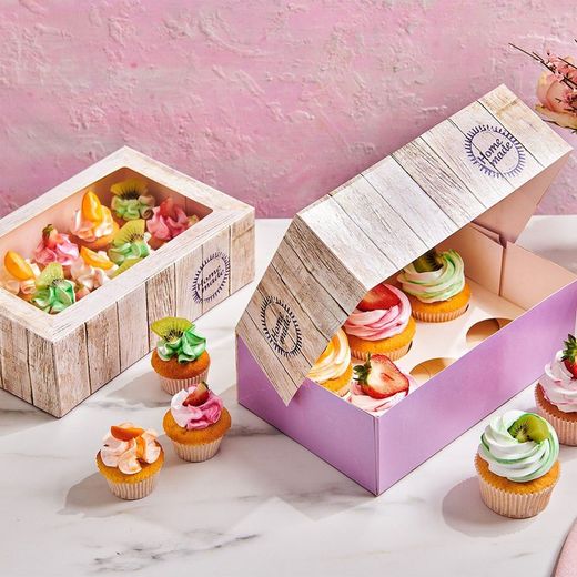 Box för 6 vita funcakes cupcakes - förpackning 3 enheter