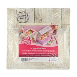 Boîte pour 6 cupcakes funcakes blancs - pack 3 unités