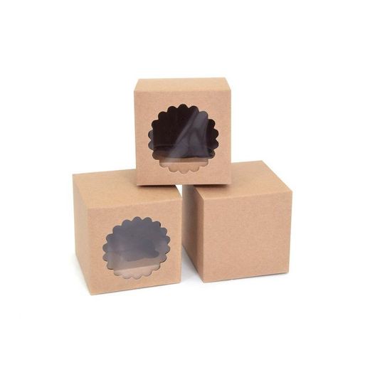 Caja para cupcake 1 kraft pack de 3