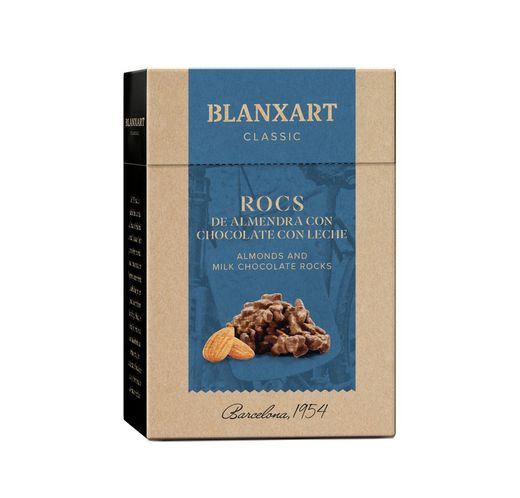 Melk- en Amandelchocolade Rocks Doos 100 gr Blanxart