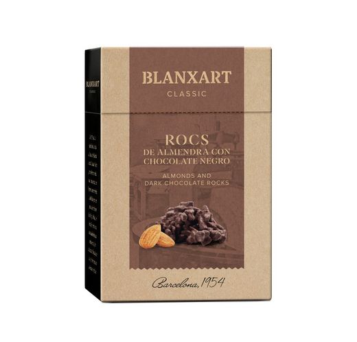 Box med mörk choklad och mandelstenar 100 g Blanxart