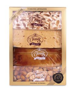 Coffret Nougat Artisanal Vicens Assortiment Cadeau 4 Saveurs nº1 320 grs