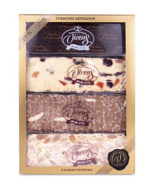 Coffret Nougat Artisanal Vicens Assortiment Cadeau 4 Saveurs nº3 320 grs