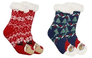 Calcetines Navideños de Poliéster Talla 36-42, 2 Diseños