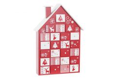 Calendario de Adviento Madera Casita Rojo