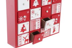 Calendario de Adviento Madera Casita Rojo