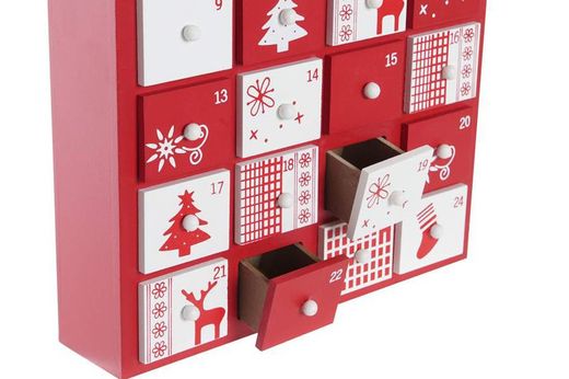 Calendario de Adviento Madera Casita Rojo