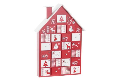 Calendario de Adviento Madera Casita Rojo
