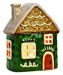 Ljusstake i form av hus, färg Grön G Wurm
