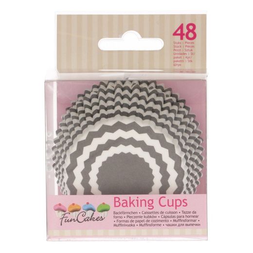 Capsule cupcake chevron gris 48 unités funcakes