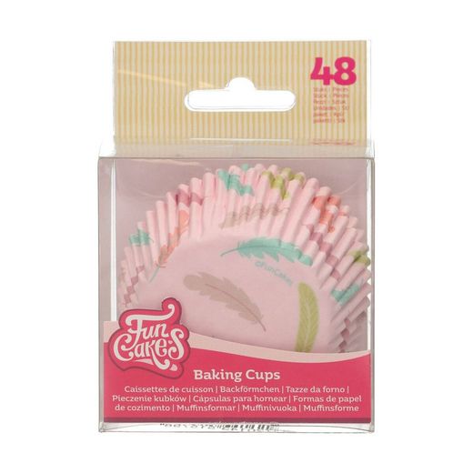 Capsule cupcake pastel veren 48 stuks funcakes