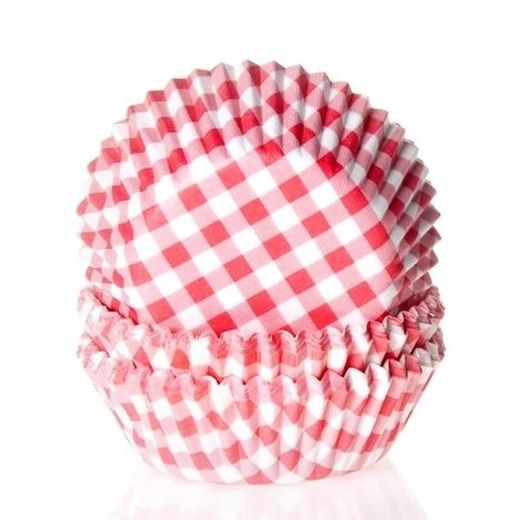 Rode gingham cupcake capsule 50 stuks house of marie