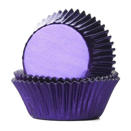 Paarse metallic cupcake capsules 24 stuks house of marie