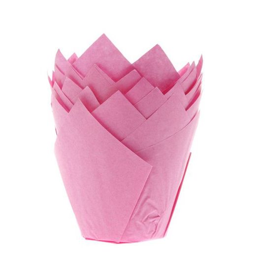 Roze tulp muffin capsules 36 stuks house of marie