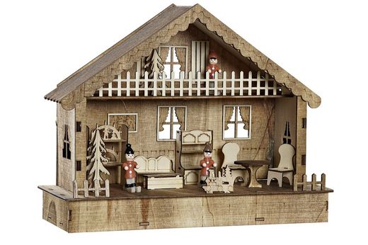 Wooden Christmas House with LED Lights