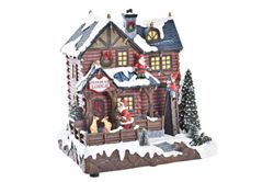 Movil de Navidad Casa Led Resina Movimiento Musical