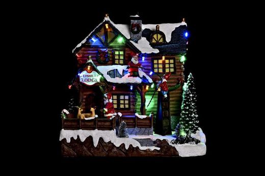 Mobile di Natale Casa Led Resina Movimento Musicale
