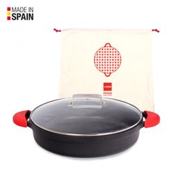 Caçarola valira baixa indução de 32 cm + tampa + cabos