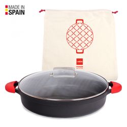Caçarola valira baixa indução 36 cm + tampa + cabos