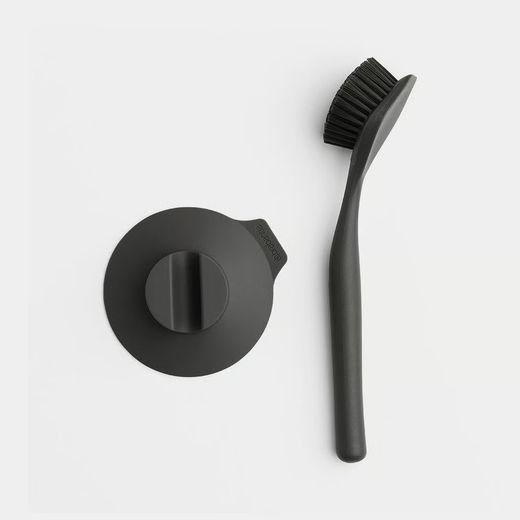 Cepillo fregaplatos con soporte de ventosa Gris Oscuro Brabantia