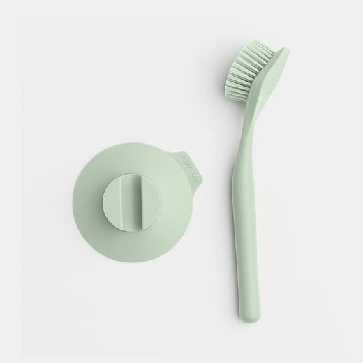 Cepillo fregaplatos con soporte de ventosa Verde Jade Brabantia