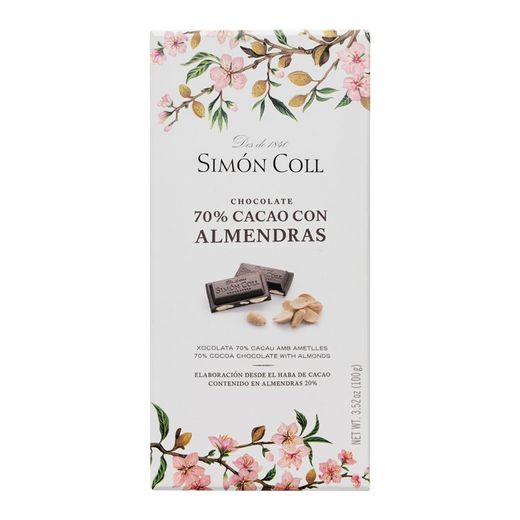 Cioccolato 70% con mandorle 100 gr simon coll