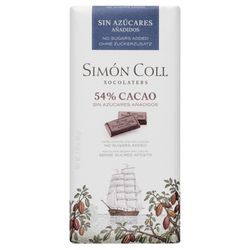Chocolate con leche 54% cacao sin azucar simon coll 85 grs