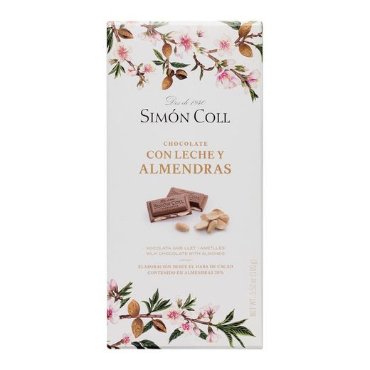 Cioccolato al latte con mandorle 100 gr simon coll