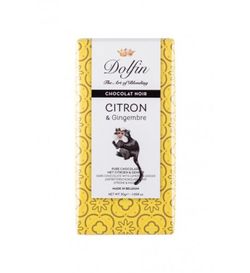 Chocolate negro con limón y jengibre de sri lanka  dolfin 30 grs