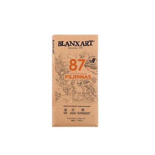 Filippinsk økologisk mørk chokolade 87% 80 gr