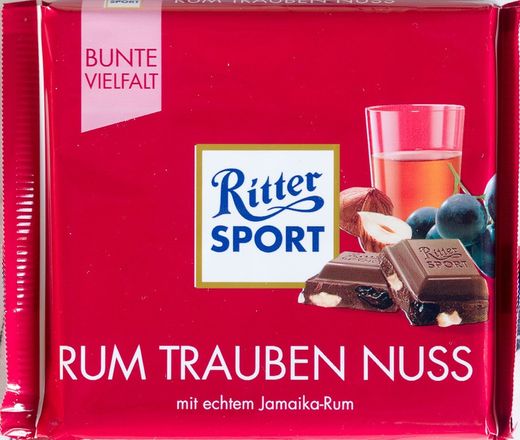 Chocolate ritter sport rum y pasas 100 grs