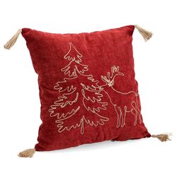Cojín Herbert Burdeos con Flecos 45 x 45 Navidad Bizzotto
