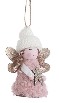 Christmas tree hanging ornament pink angel